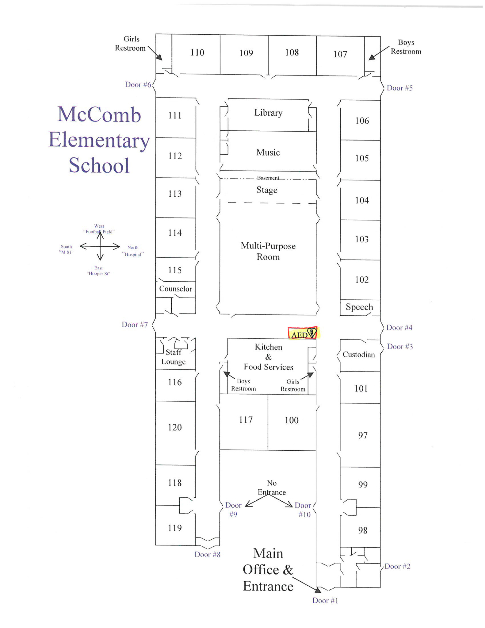 McComb AED Locator map