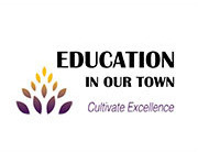 Education in our Town Logo, shows a purple and yellow plant and the words "Education In Our Town"